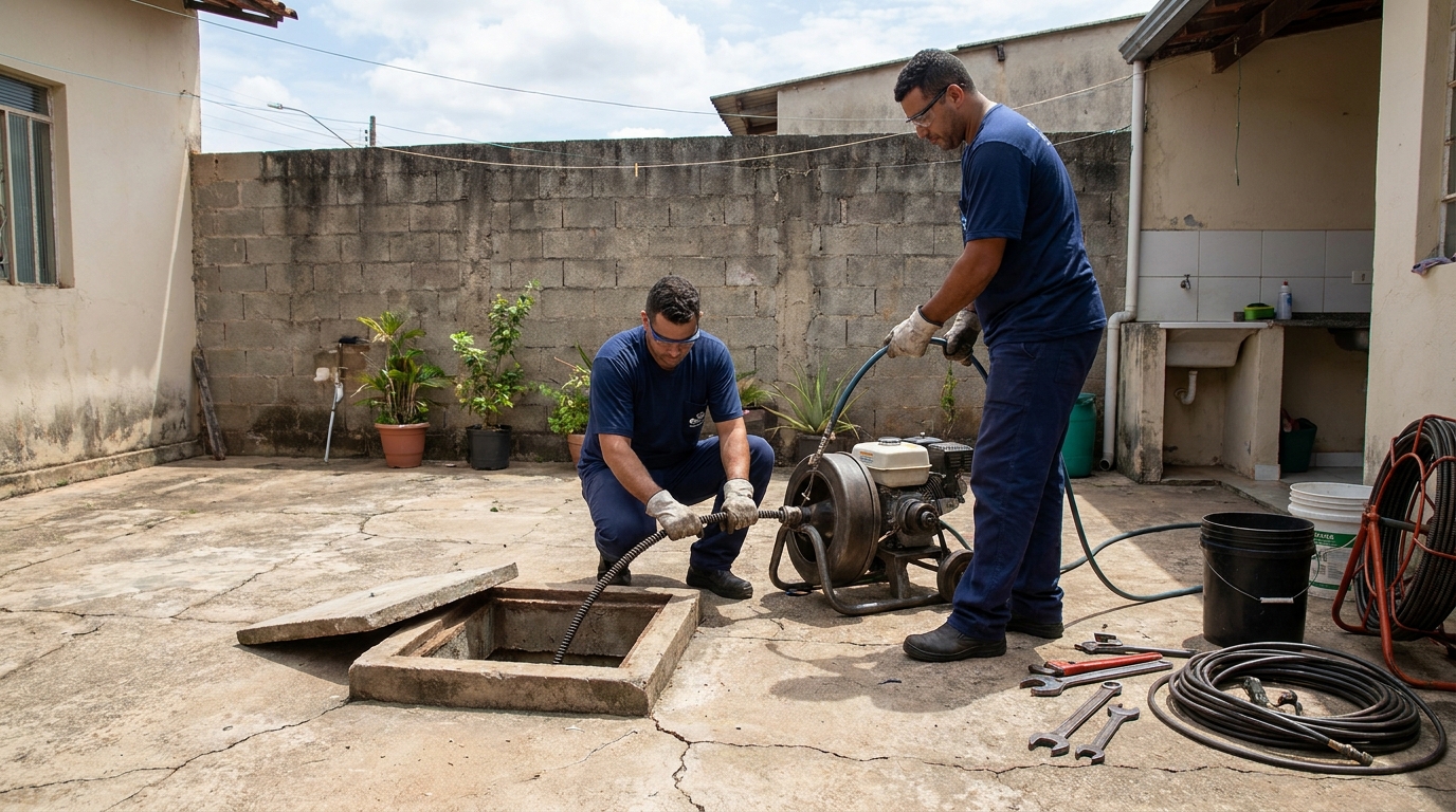 Desentupimento de esgoto residencial em Duque de Caxias‑RJ
