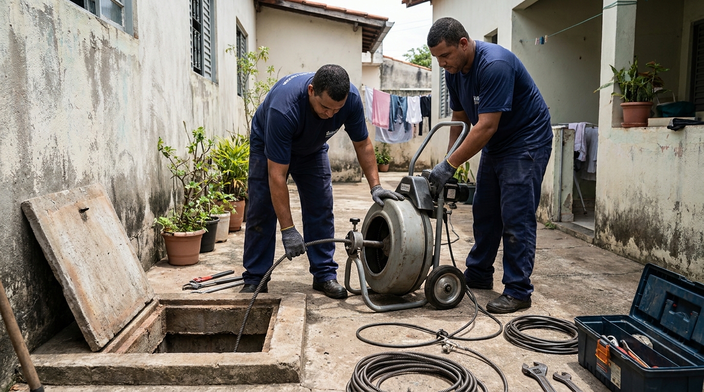 Desentupimento de rede de esgoto em Duque de Caxias‑RJ